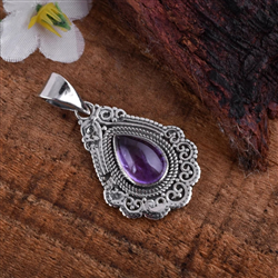 Handmade Pear Amethyst Pendant