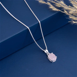 Rose Quartz Sterling Silver Pendant Necklace