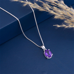 Amethyst Teardrop Pendant Necklace