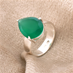 Pear Cut Green Onyx Ring