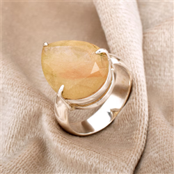 Pear Golden Rutilated Quartz Ring