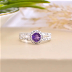 925 Sterling Silver Amethyst Ring